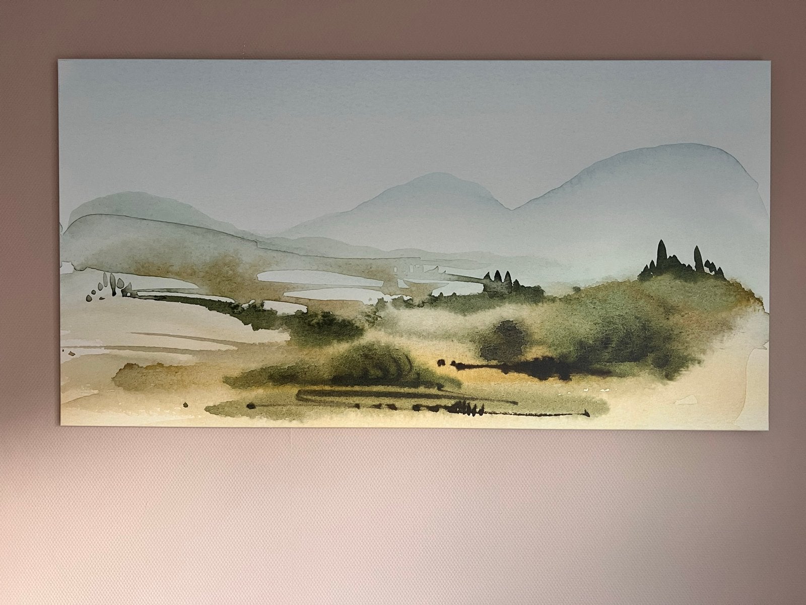 Schilderij Landschap Aquarel Canvas van Werk aan de Muur, Ophalen