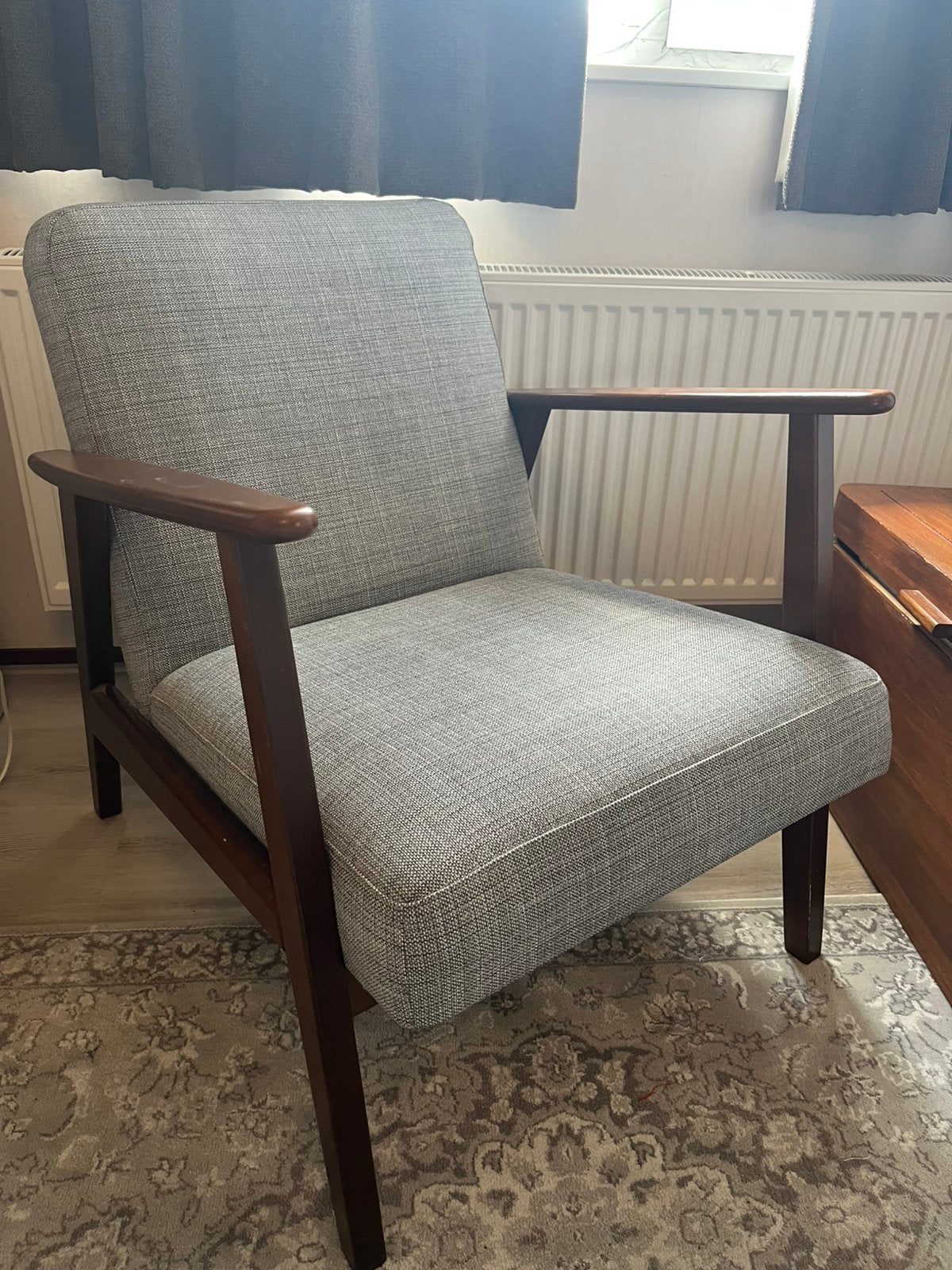 IKEA Ekenaset mid century fauteuil leunstoel grijs, Ophalen, Gebruikt, 75 tot 100 cm, 50 tot 75 cm