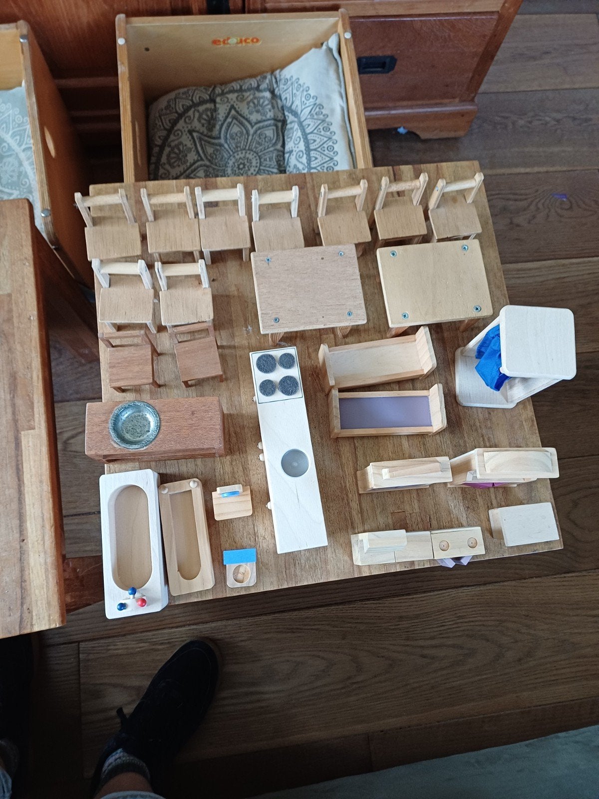 Houten Poppenhuismeubels Set, 24 stuks, Ophalen of Verzenden, Gebruikt, Toebehoren