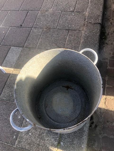 Grijs gewolkte Marmite  of waskookpan, Huis en Inrichting, Keuken | Potten en Pannen, Ophalen, Gebruikt