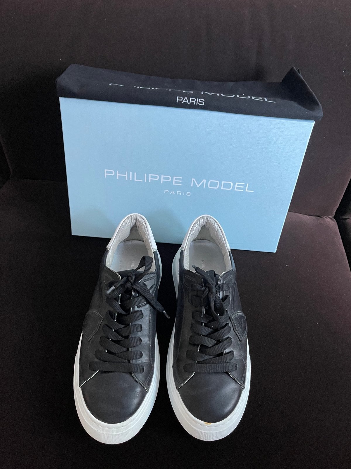 Philippe Model sneakers maat 38 - Zwart leer, Kleding | Dames, Ophalen of Verzenden, Gedragen, Zwart, Sneakers of Gympen