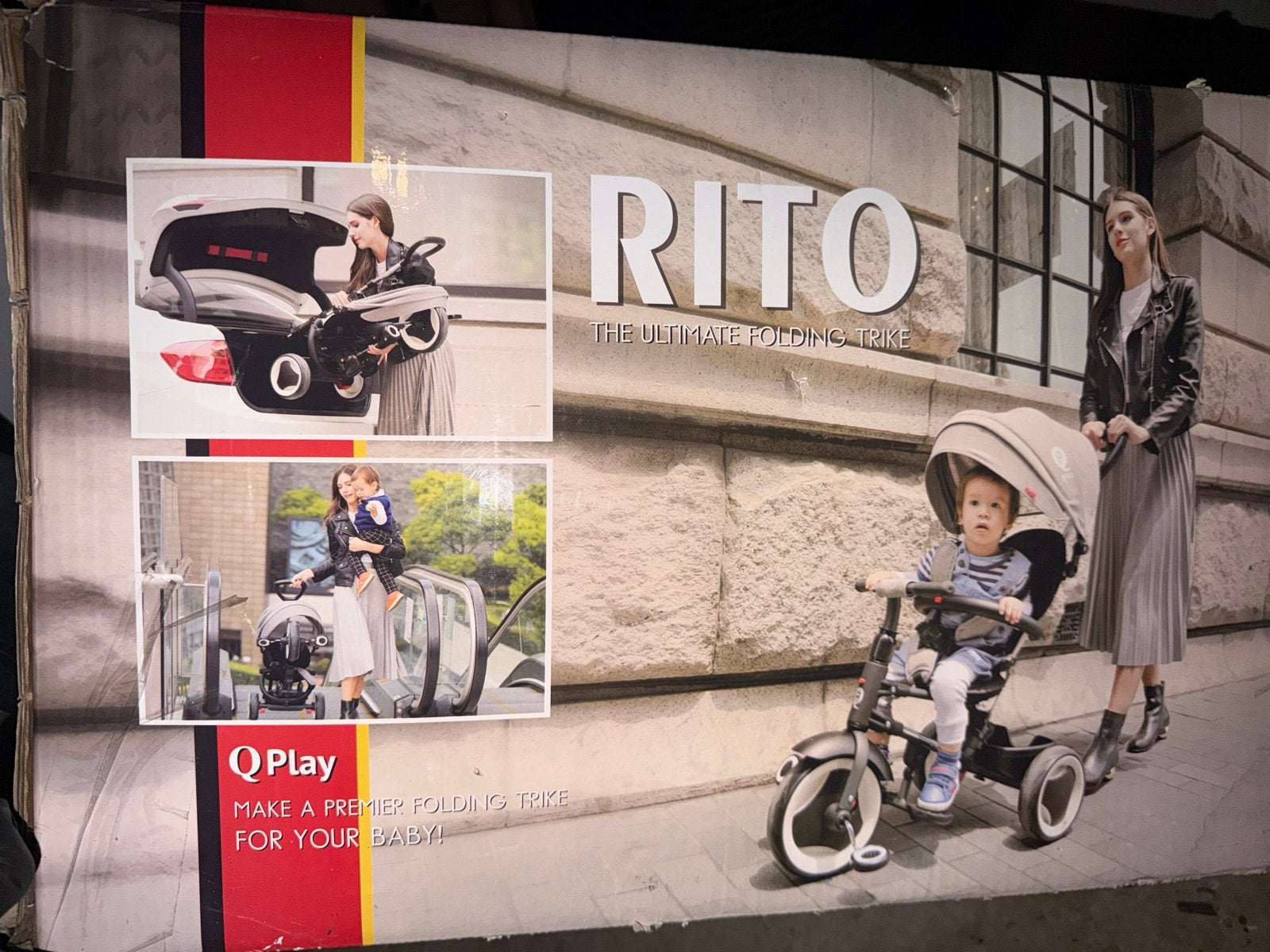 RITO Q Play opvouwbare driewieler - gebruikt in doos, Ophalen, Nieuw, Velgrem, Duwstang