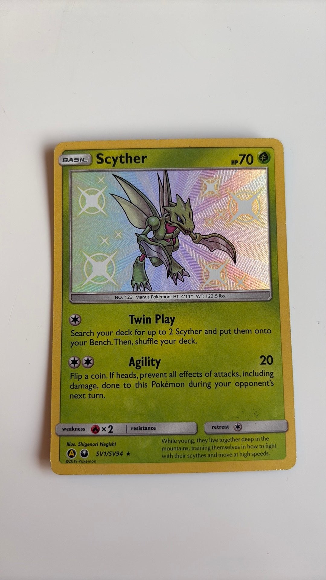 Shiny Scyther pokémon kaart, Ophalen, Gebruikt, Losse kaart