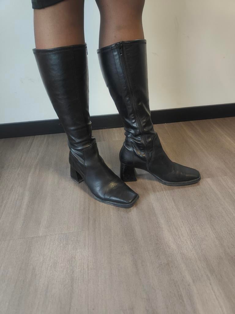 Gedragen leren laarzen, Kleding | Dames, Schoenen, Ophalen of Verzenden, Gedragen, Zwart, Hoge laarzen