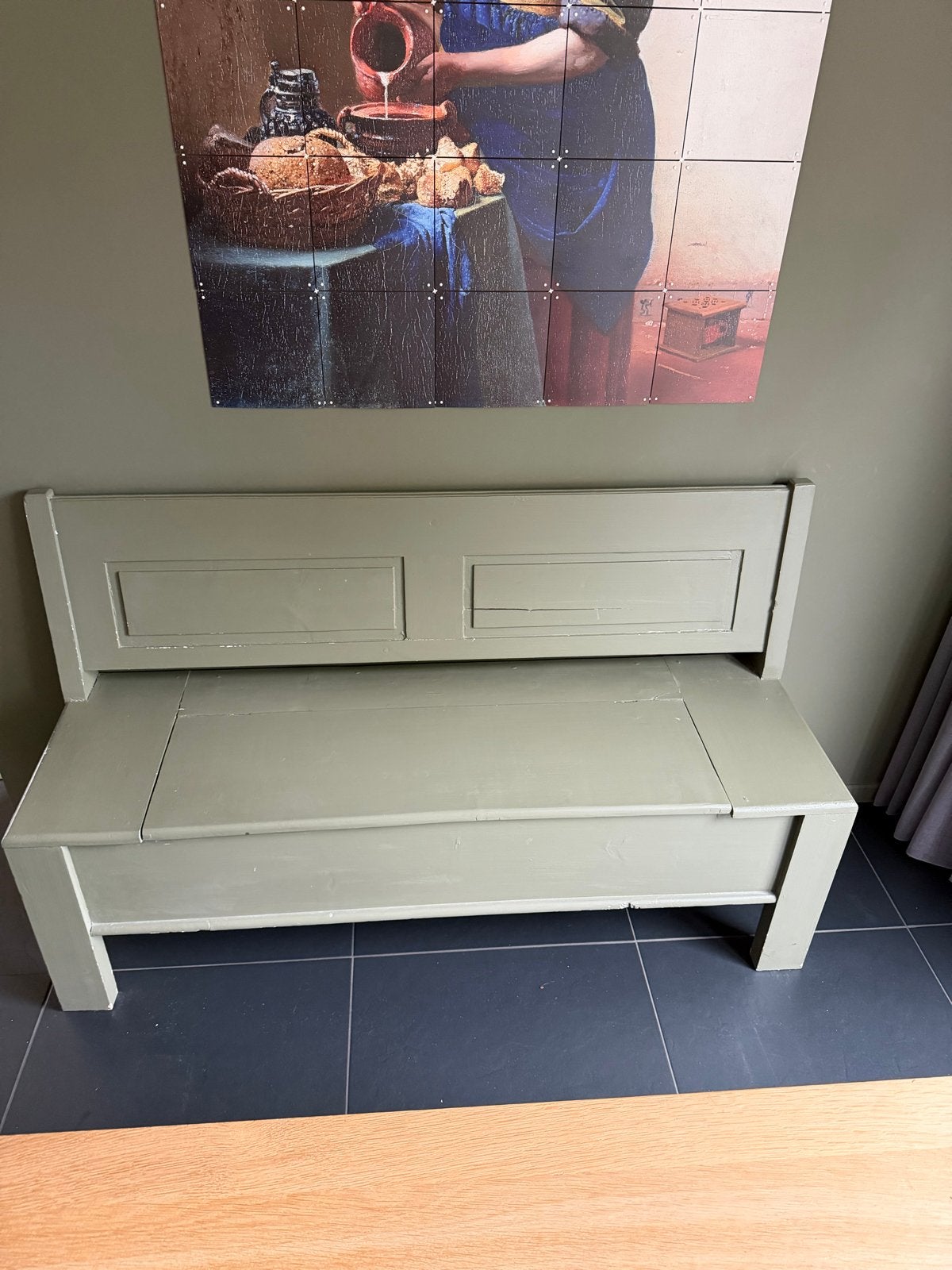 Klepbank 150 cm met opbergruimte - Olijfgroen, Ophalen