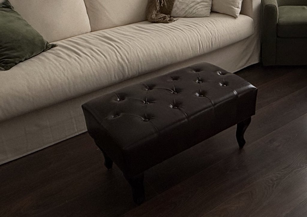 Mendler Ottoman Chesterfield voetstoel, Ophalen, 75 tot 100 cm, Zo goed als nieuw, Rechthoekig