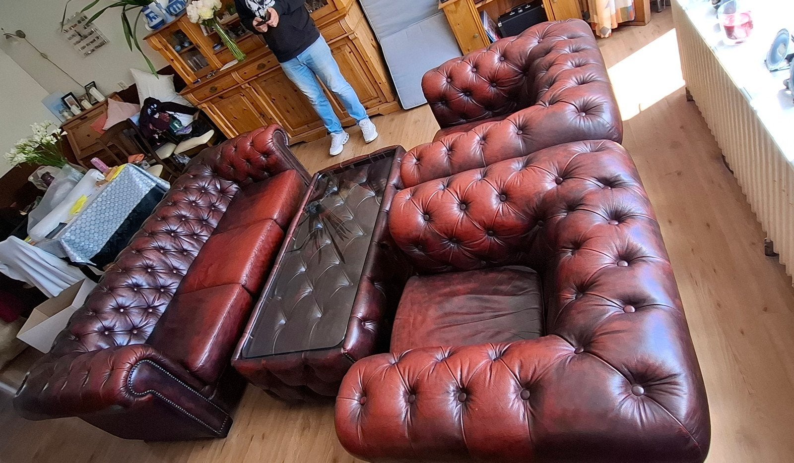 chesterfield set, Ophalen, Gebruikt, Chesterfield, Driepersoons