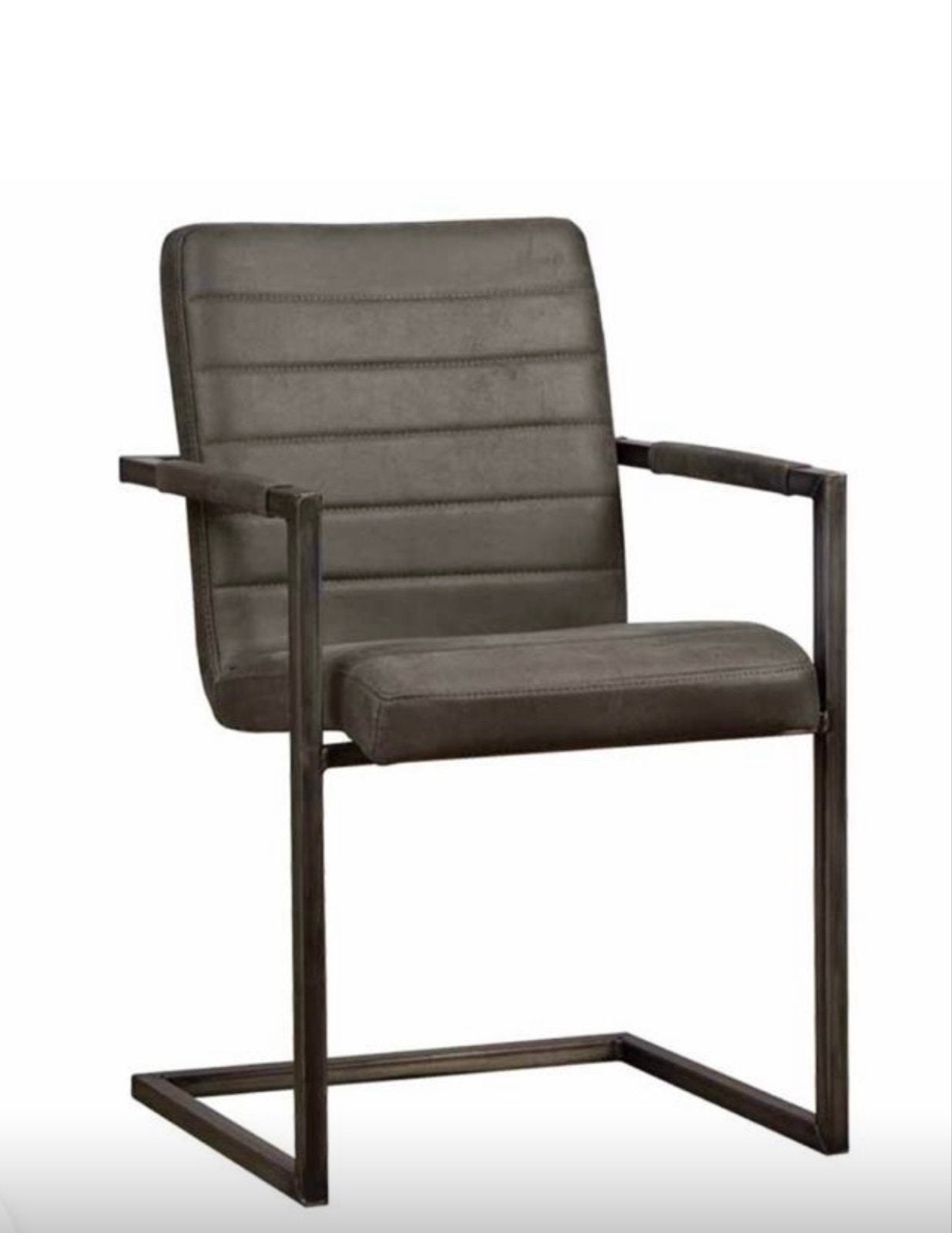 4 eetkamerstoelen - Grijs met metalen frame, Gebruikt, Ophalen of Verzenden, Vier, Metaal