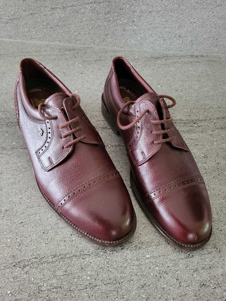 Herenschoenen roodbruin leer maat 9 1/2 = ca.43, Bruin, Ophalen of Verzenden, Zo goed als nieuw, Veterschoenen