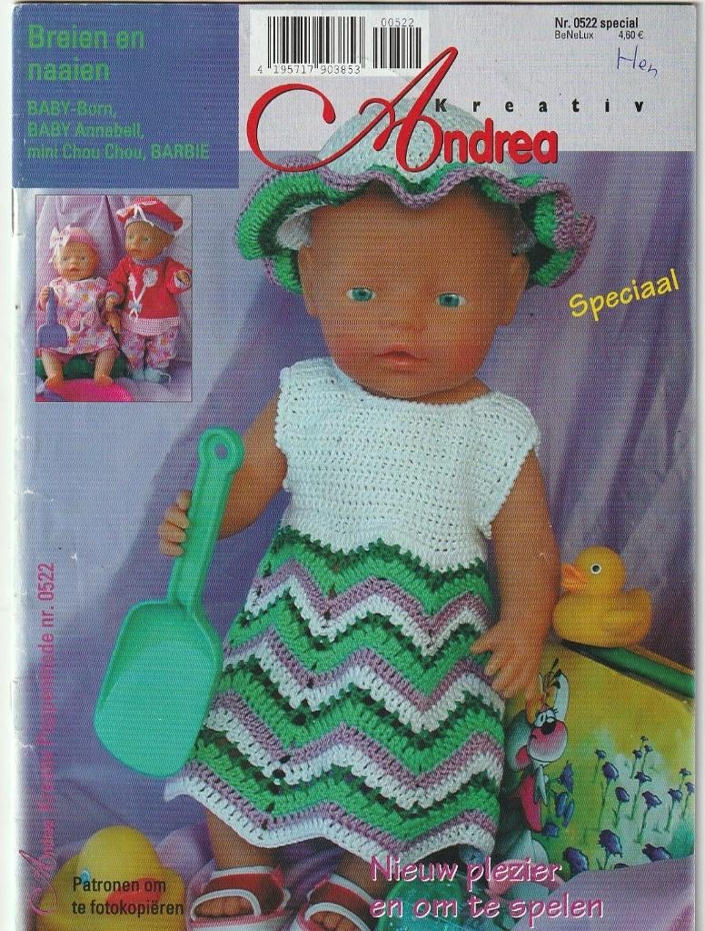 Andrea Kreatief poppenkleertjes breien naaien n.522, Hobby en Vrije tijd, Verzenden, Zo goed als nieuw, Breien of Haken, Patroon of Boek
