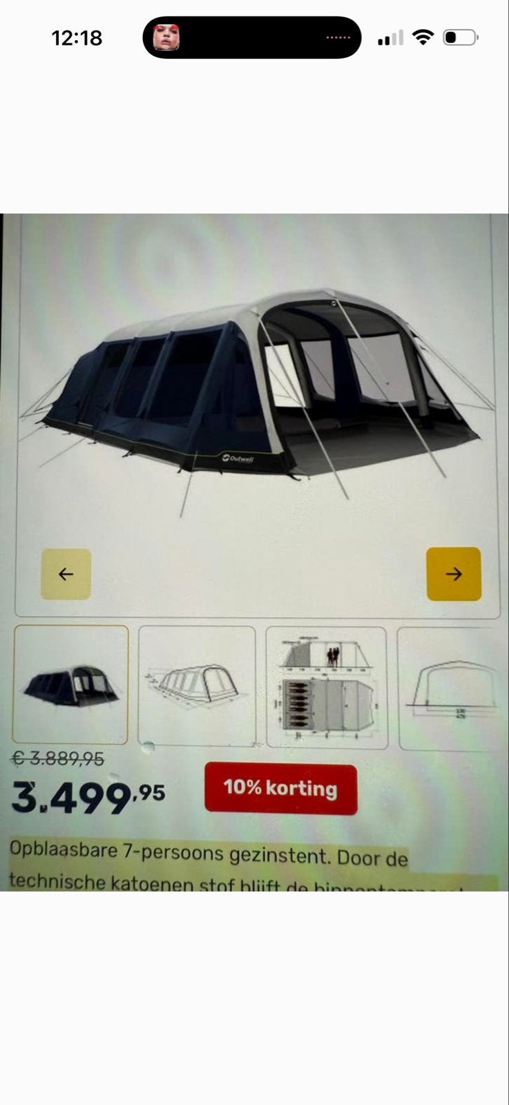 Prachtige Outwell Wood Lake 7ATC opblaasbare tent, Ophalen of Verzenden, Zo goed als nieuw, Tot en met 6