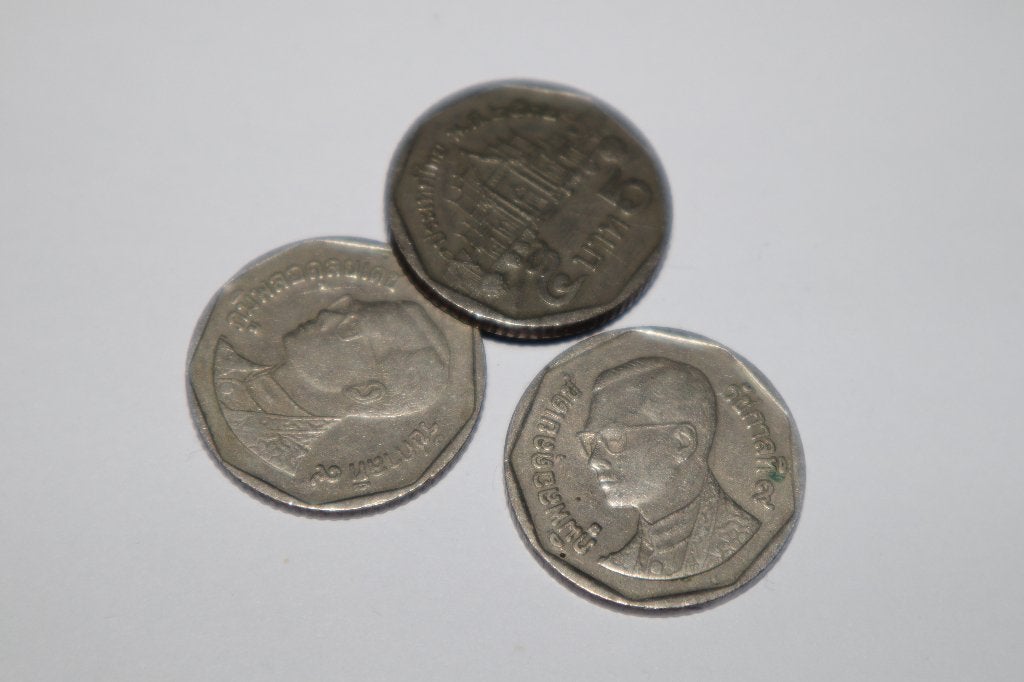 Munten Thailand 3x 5 Baht, Ophalen, Zuidoost-Azië, Losse munt