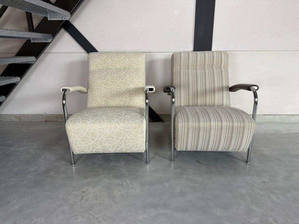 Leolux Scylla fauteuils met hocker - stof en leer, Ophalen, Marinus Dammeweg 42, 5928 PW Venlo, Nederland, Info@leolux.nl, 75 tot 100 cm