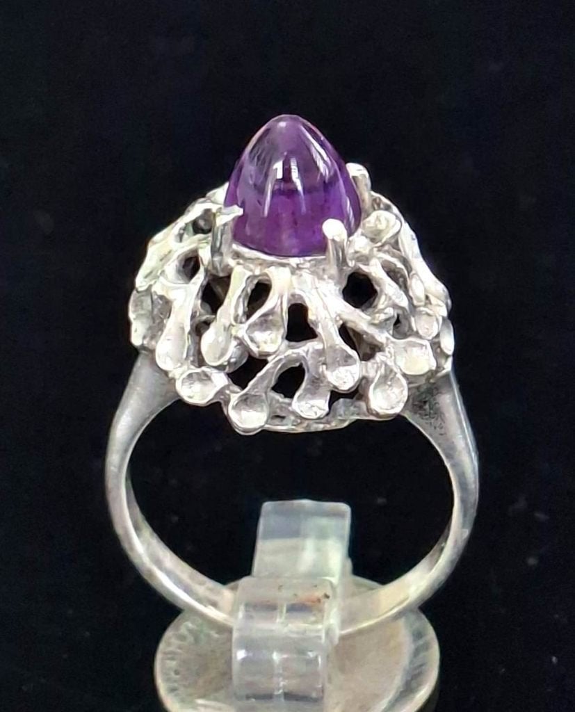 Prachtige Amethist & Zilver “Reindeer Moss” Ring, Sieraden, Tassen en Uiterlijk, Antieke sieraden, Ophalen of Verzenden, Zilver
