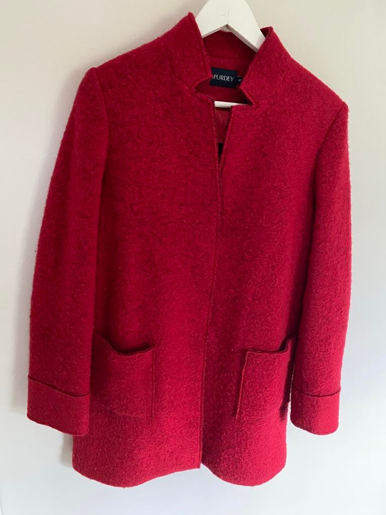 Purdey Rode Wollen Jas - Maat 42, Ophalen of Verzenden, Gedragen, Maat 42/44 (L), Rood