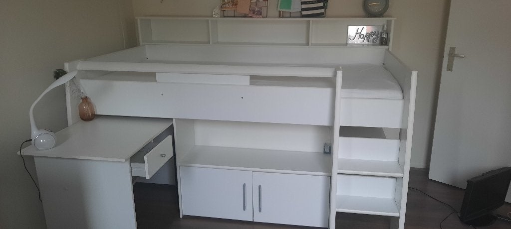 Half hoogslaper, Huis en Inrichting, Slaapkamer | Stapelbedden en Hoogslapers, Ophalen, Gebruikt, Eenpersoons, 90 cm