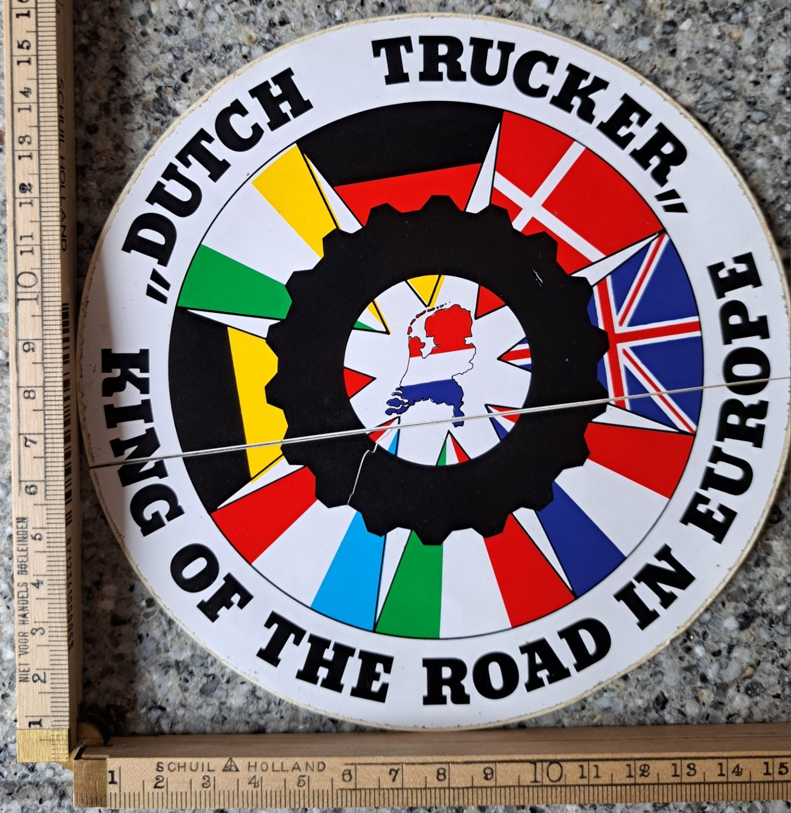 vintage sticker Dutch Trucker King of the road in Europe, Ophalen of Verzenden, Zo goed als nieuw, Auto of Motor