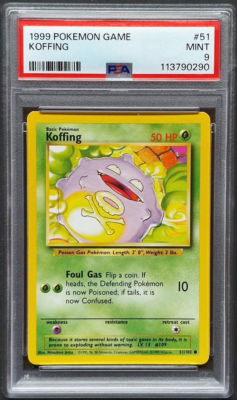 Koffing Psa 9 Base set Unlimited, Ophalen of Verzenden
