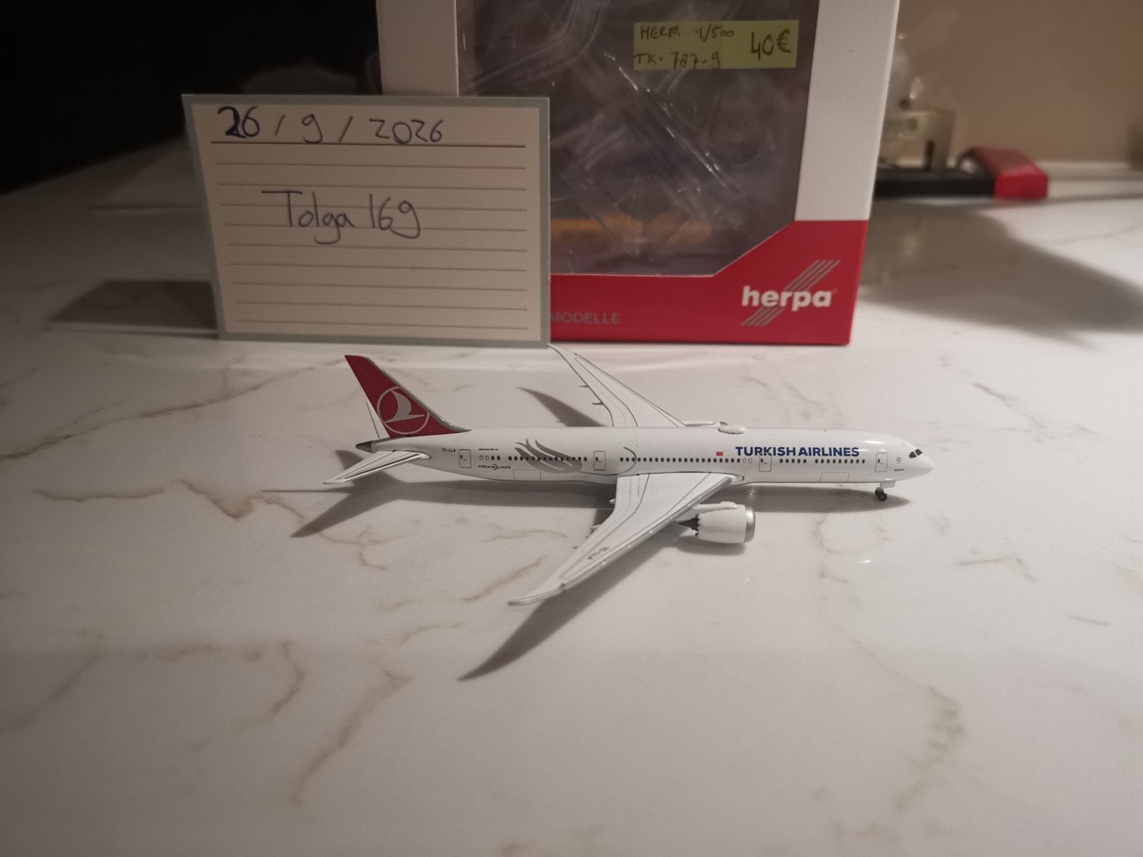 Turkish B787-9 Herpa500 534055 1:500 Reg. TC-LLA, Overige merken, 1:200 of kleiner, Nieuw, Ophalen of Verzenden