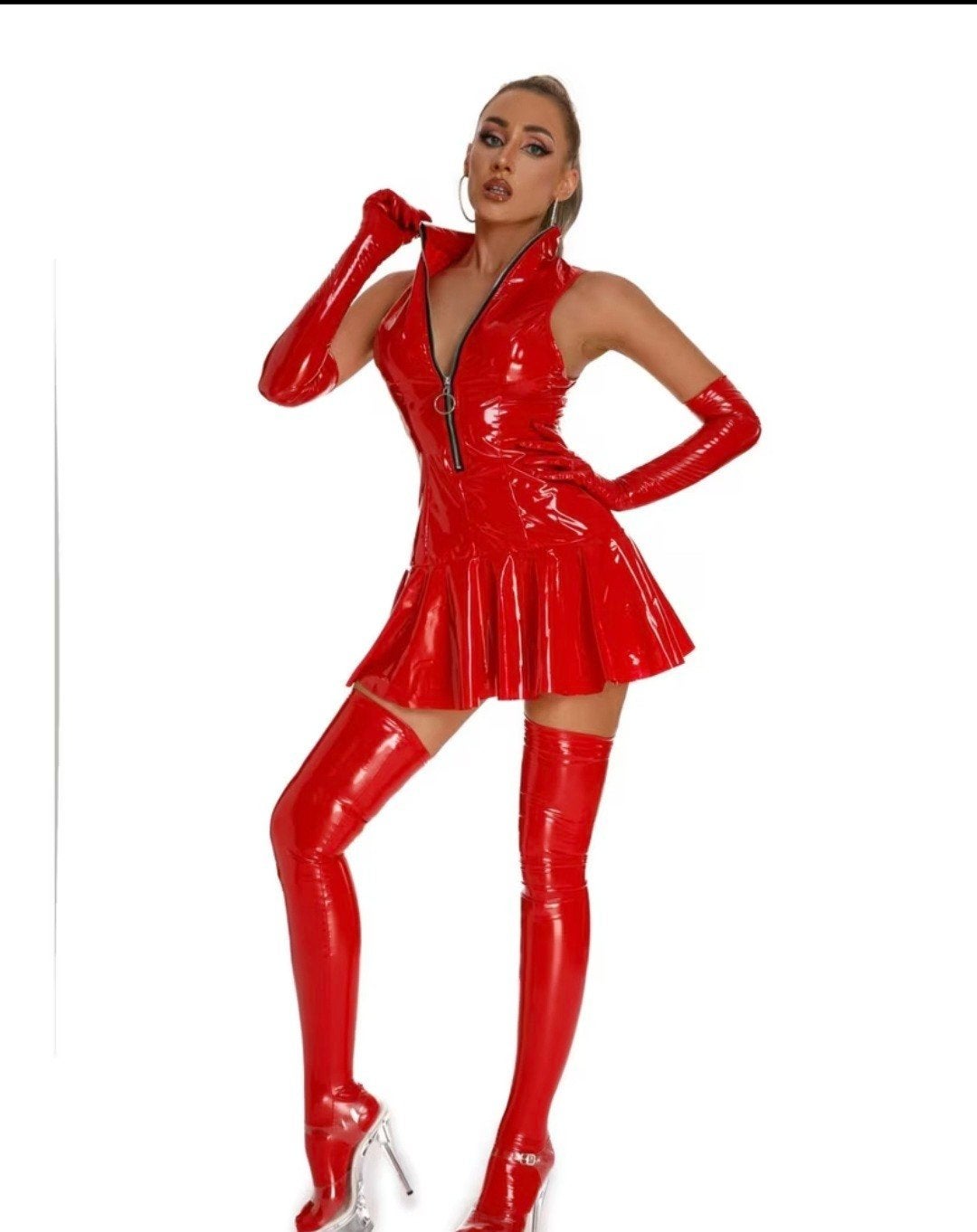 Lak Jurkje rood maat L, Kleding | Dames, Maat 42/44 (L), Nieuw, Ophalen of Verzenden, Onbekend