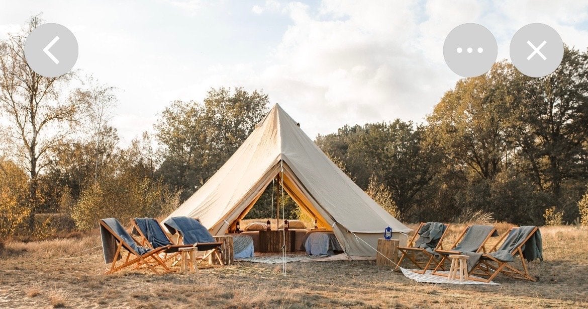 Ruime 6-meter Bell Tent met 2 ingangen, Caravans en Kamperen, Ophalen, Gebruikt, Meer dan 6