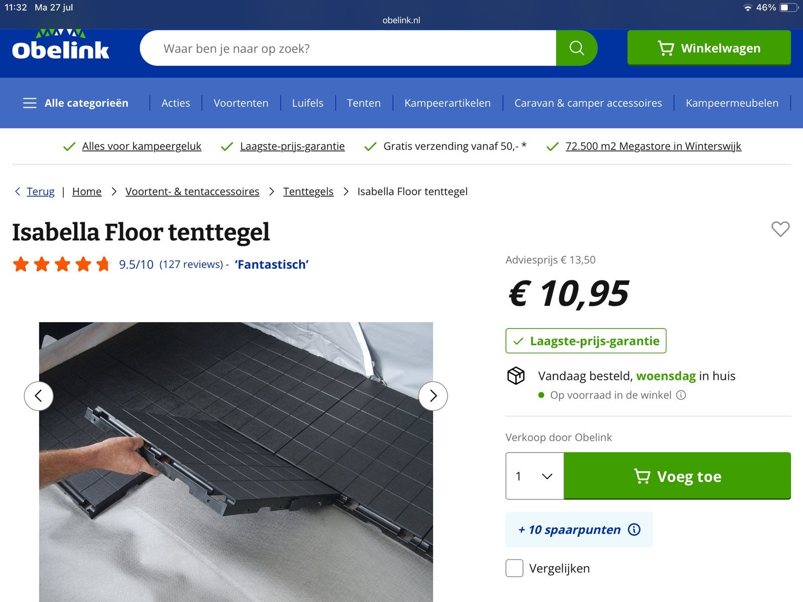 Isabella Floor tenttegel - Comfortabele en stevige vloer, Ophalen, Nieuw