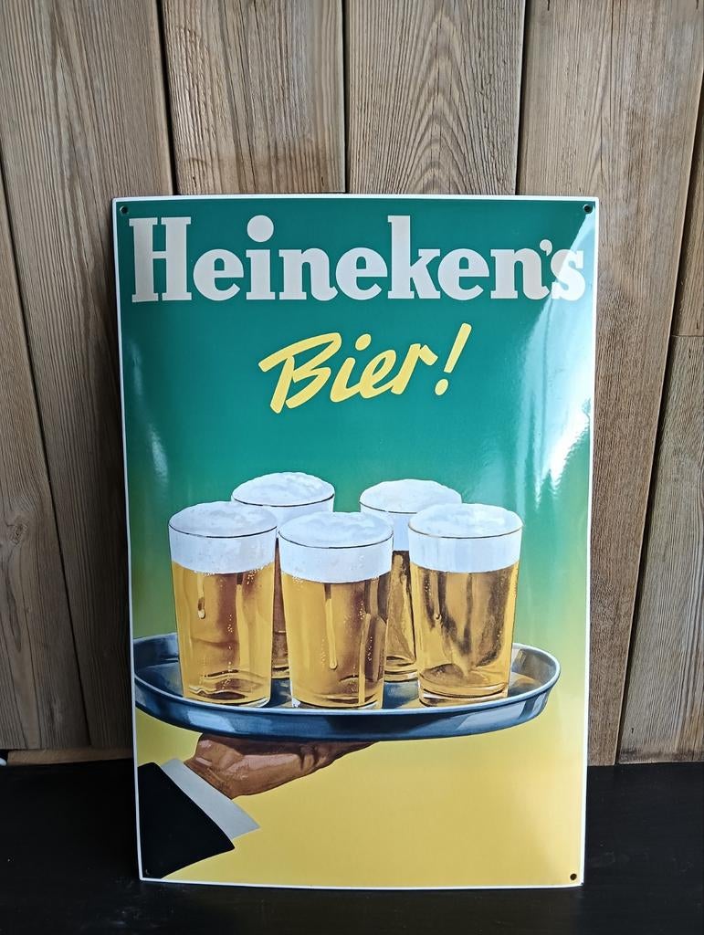 Emaille bord van Heineken, Ophalen, Gebruikt, Reclamebord