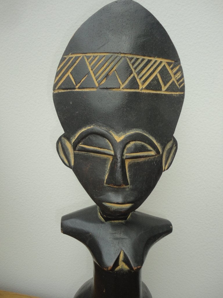 Ashanti Vruchtbaarheidsbeeld - Akua'ba - Ghana - Afrika, Hout, Afrika, 39 cm, Ophalen of Verzenden