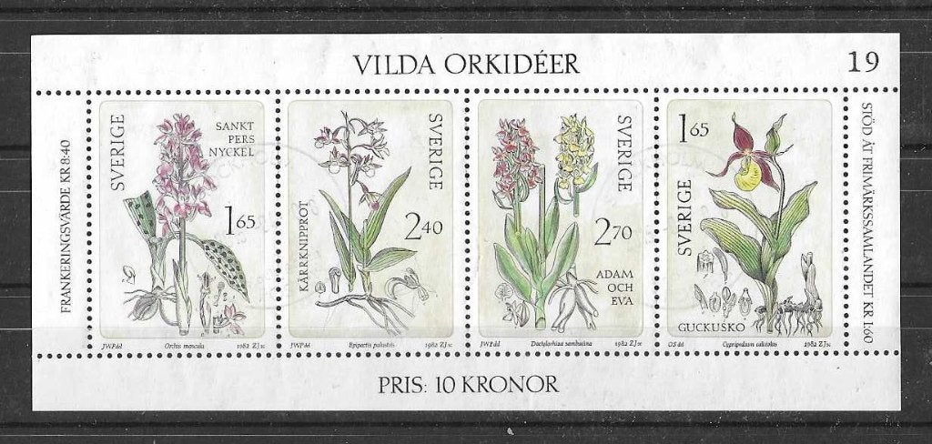 Zweden Michel blok 10 gestempeld   BLOEMEN, Ophalen of Verzenden, Zweden, Gestempeld