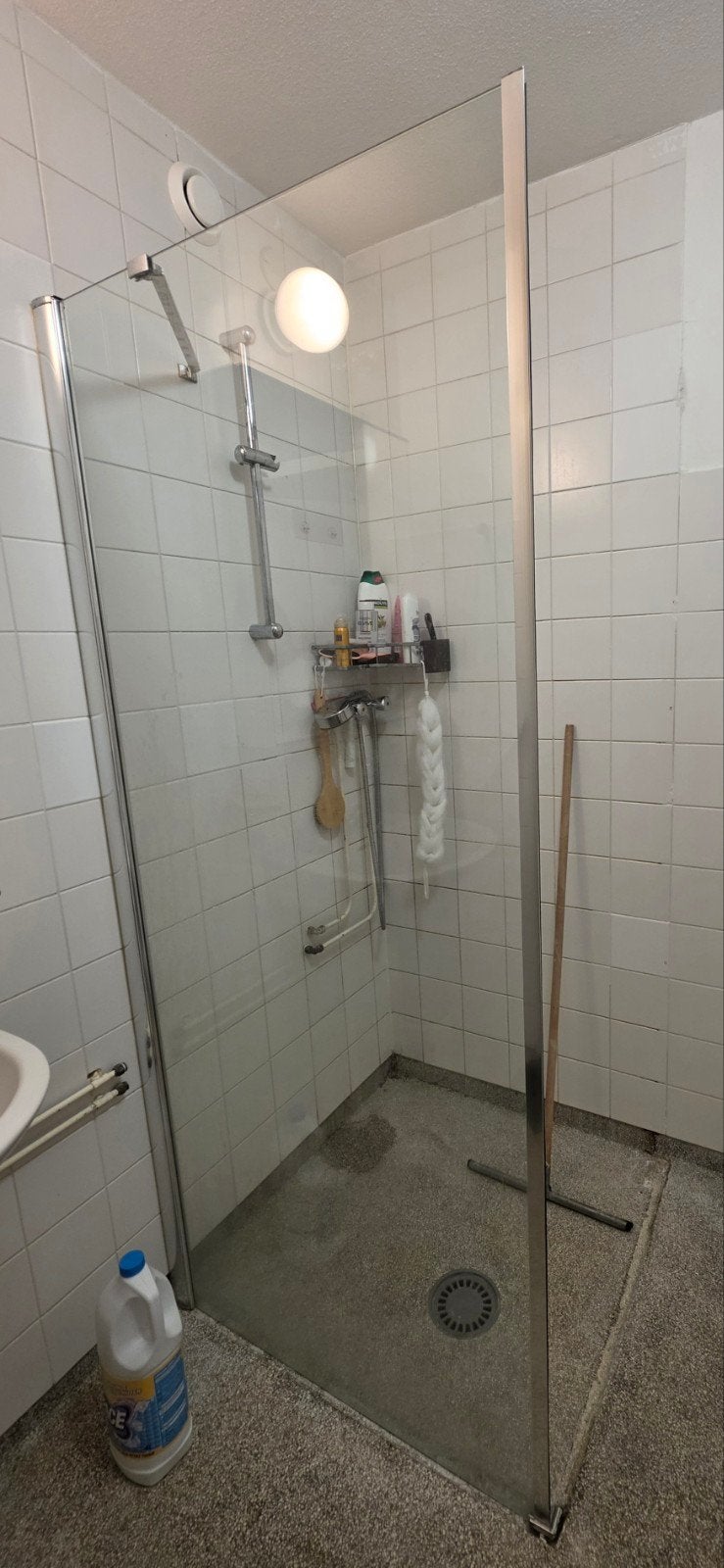 Let op: gaat zsm weg!! glazen vaste zijde douchecabine, Ophalen, Gebruikt, Chroom, Douche