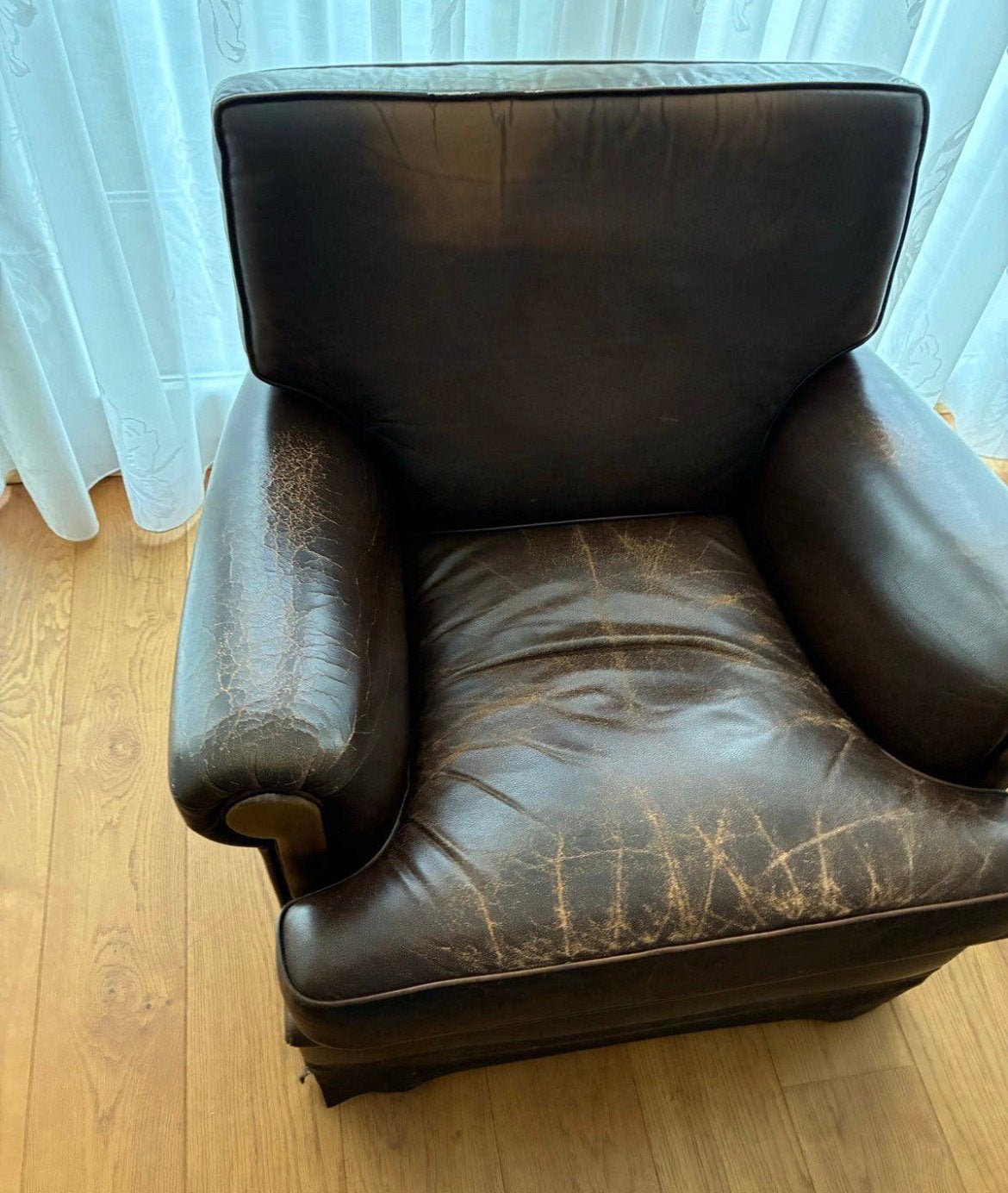 Gratis leren fauteuil kan nog een ronde mee, Ophalen, Gebruikt, 75 tot 100 cm
