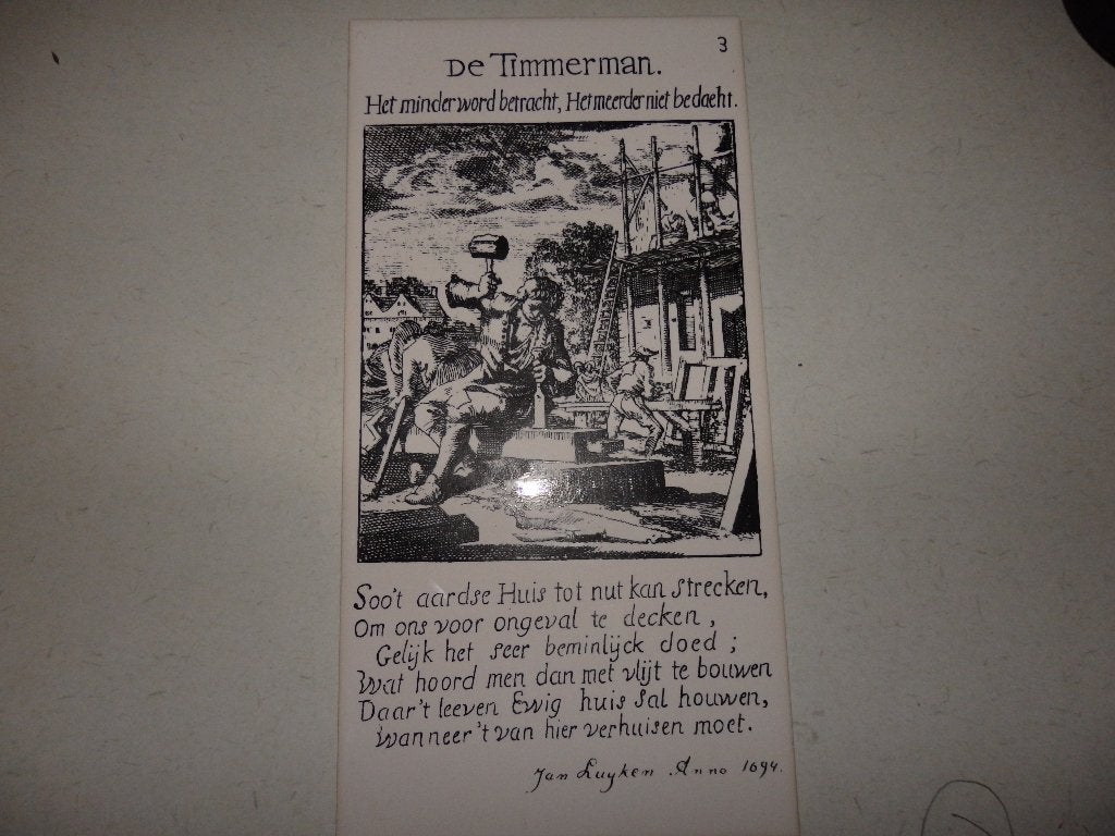 De Timmerman, Jan Luyken Tegel kerk, Ophalen of Verzenden
