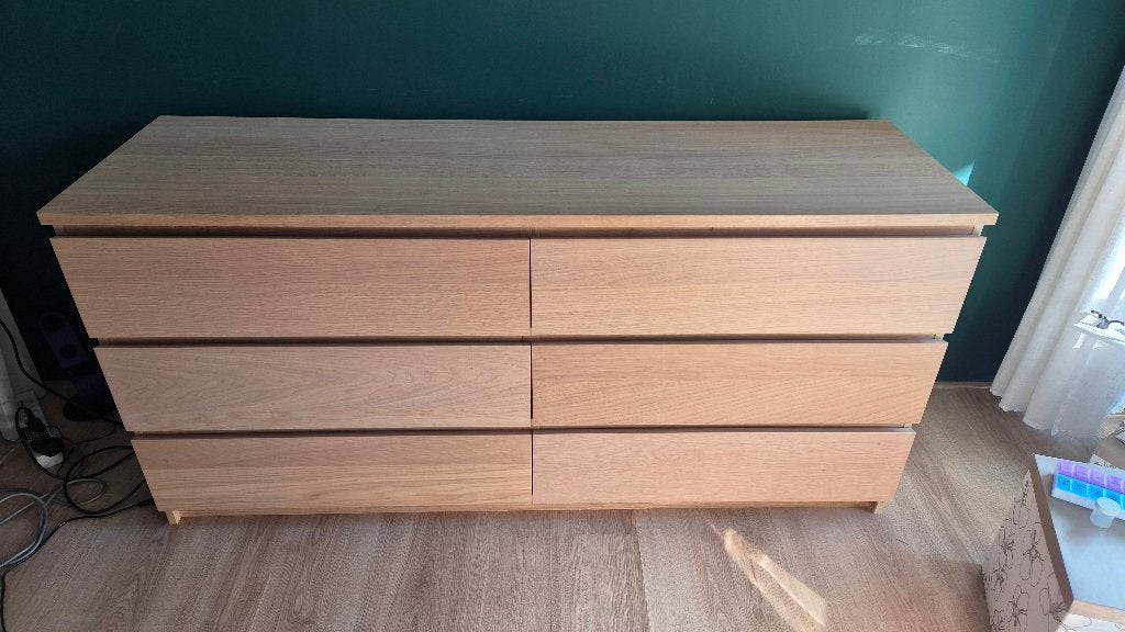 Chest of drawes - Malm - Natural Oak, Ophalen, 5 laden of meer, 150 tot 200 cm, Zo goed als nieuw