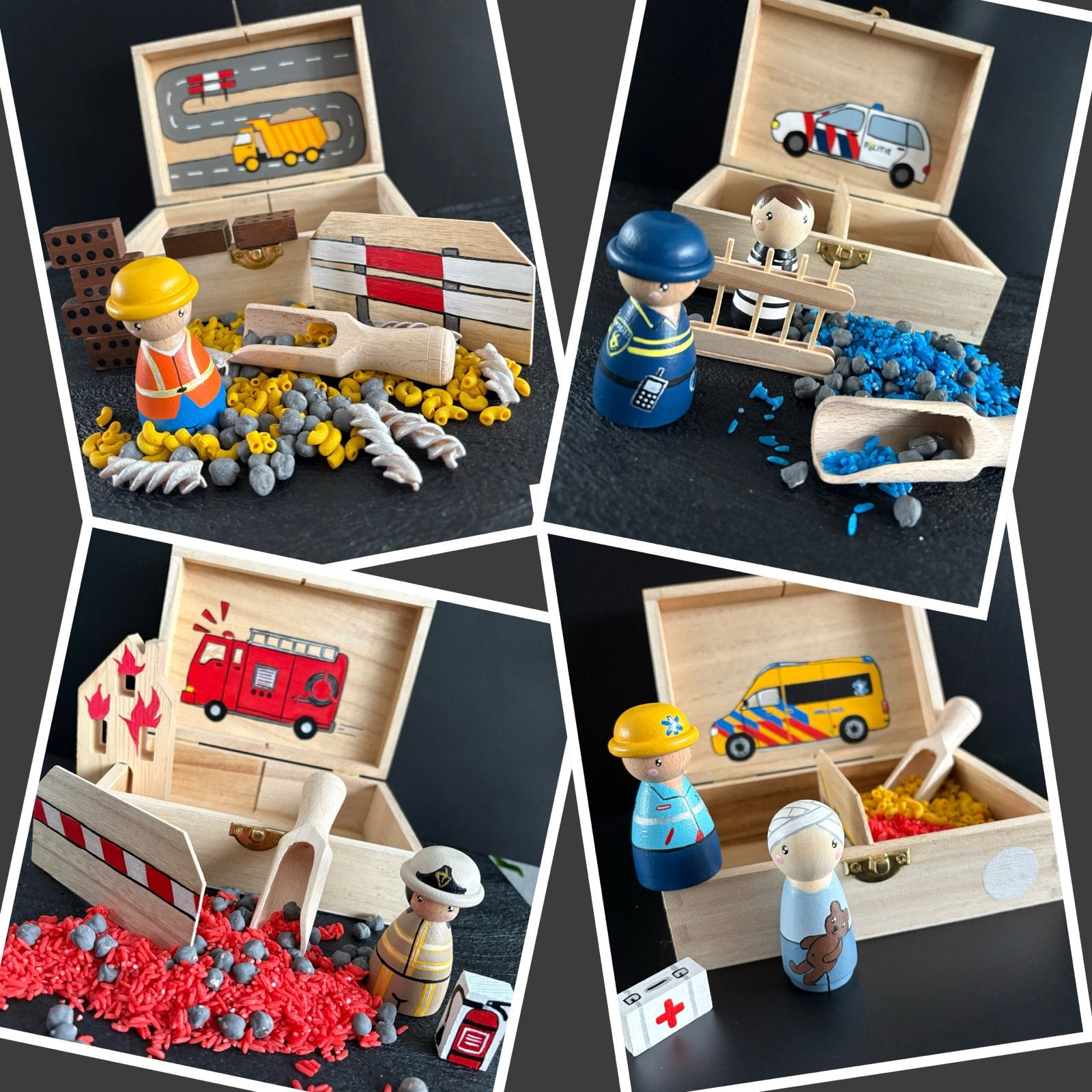 Handgeschilderde Pegdolls Thema Kistjes - Educatief Speelgoe, Ophalen of Verzenden, Nieuw, Jongen of Meisje