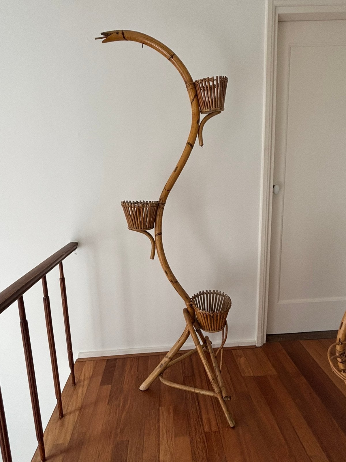 Vintage bamboe plantenstandaard, Ophalen of Verzenden