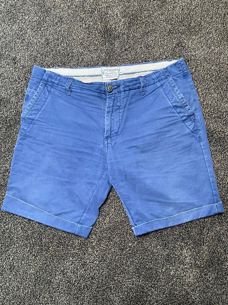 D'STREZZED Luxury Vintage Shorts Maat 34 Blauw, Ophalen of Verzenden, Gedragen, Maat 48/50 (M), Blauw