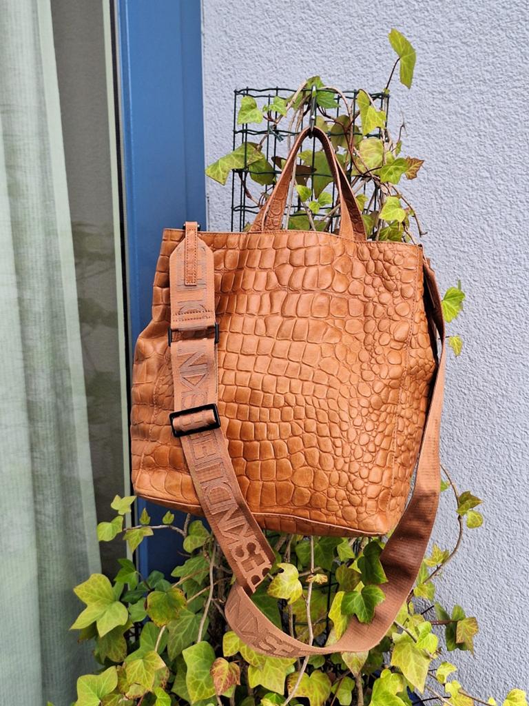 Liebeskind paperbag tas in krokodillenprint, Ophalen of Verzenden, Zo goed als nieuw, Bruin, Shopper