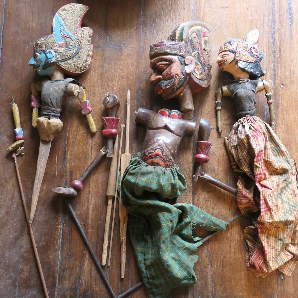 Wayang pop opknappers 3x WY7 Wajang Indonesie Indie Java, Antiek en Kunst, Ophalen of Verzenden