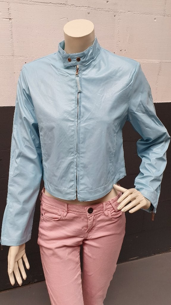 Lakjasje Foxy, lichtblauw, nepleer look. Maat XS, mt 34. S25, Tweedehands verkoop, Tweedehands verkoop, Blauw, Ophalen of Verzenden