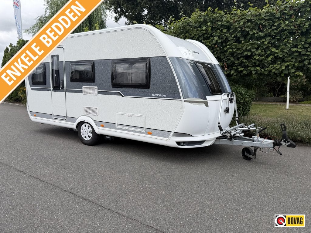 Hobby On Tour 460 DL Mover,Voortent,Enkele bedden,Fietsrek, Caravans en Kamperen, Caravans, Dwarsbed, Standaardzit, Hobby, Bedrijf