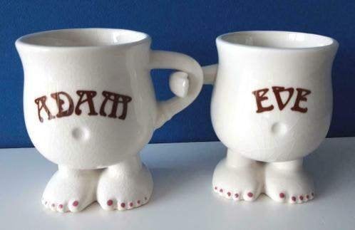 Retro Adam & Eve (Eva) mokken plantenpotjes, Ophalen of Verzenden, Huis en Inrichting