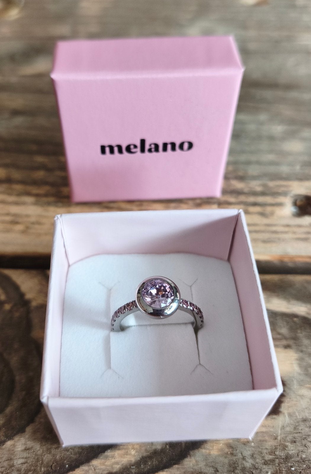 Melano vivid ring maat 56 met roze steen, Met kristal, Overige materialen, 19 tot 20, Nieuw