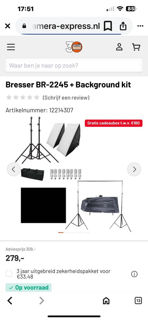 Foto studio set Bresser, Ophalen, Zo goed als nieuw, Complete fotostudio