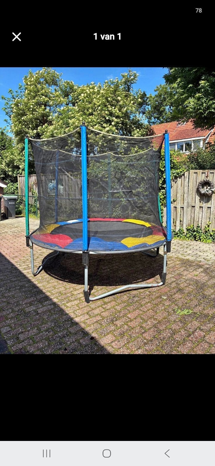 Trampoline met veiligheidsnet, Ophalen of Verzenden, Gebruikt