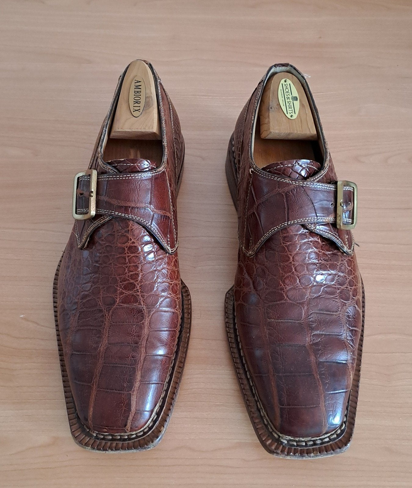 handmade krokodillen leren herenschoenen, mt 47, Kleding | Heren, Schoenen, Bruin, Verzenden, Alberto, Gespschoenen