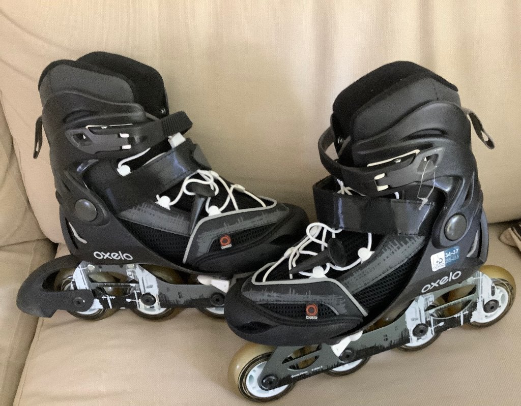 Oxelo skates mt 34-37, Sport en Fitness, Skeelers, Verstelbaar, Kinderen, Zo goed als nieuw, Inline skates 4 wielen