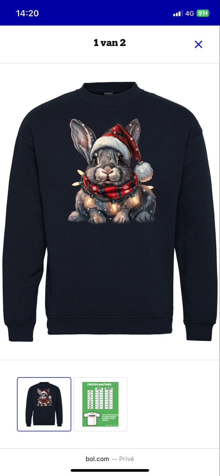 Kersttrui Kerst Konijn | Foute Kersttrui Dames Heren | Navy, Ophalen, Nieuw, Maat 38/40 (M), Blauw