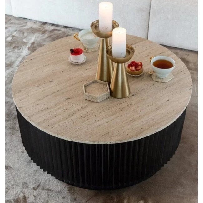 Richmond Interiors Salontafel Hampton 90Ø, Ophalen, Overige materialen, 50 tot 100 cm, Modern, Klassiek, Luxe