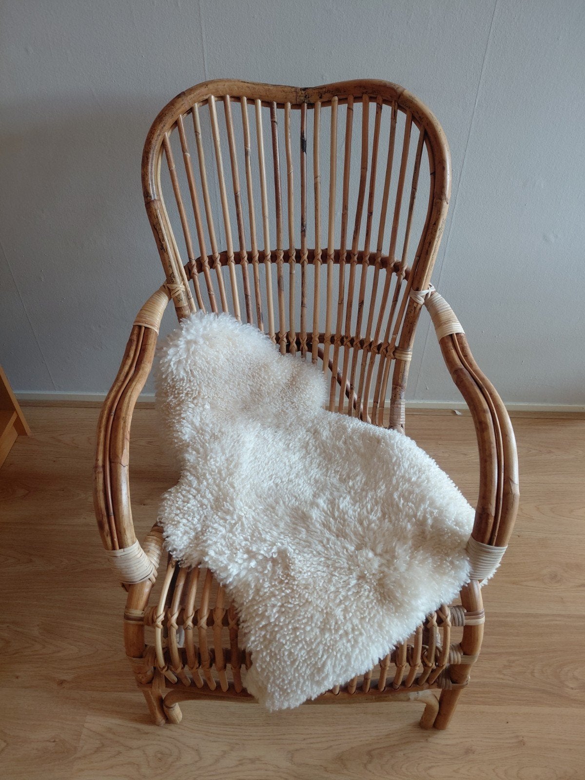 Rotan loungestoel naturel, Huis en Inrichting, Stoelen, Ophalen, Gebruikt, Overige kleuren, Vintage, Bohemian, Retro
