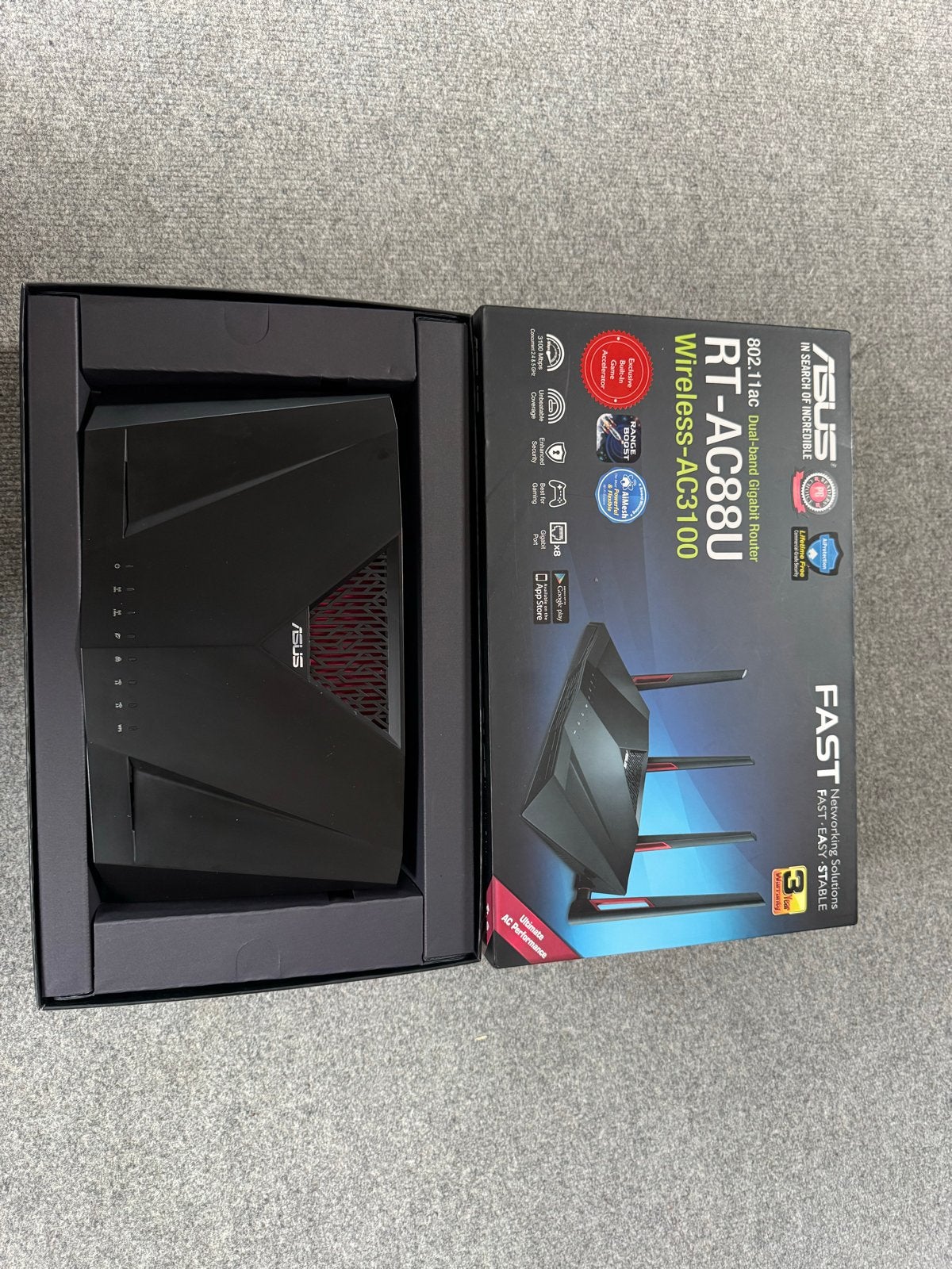 ASUS RT-AC88U AC3100 Dual-Band Gigabit WiFi Router, Ophalen of Verzenden, Zo goed als nieuw, Router